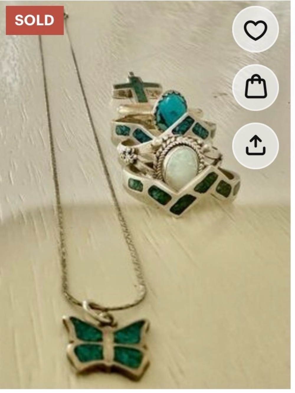 Sterling Silver Turquoise inlay jewelry lot